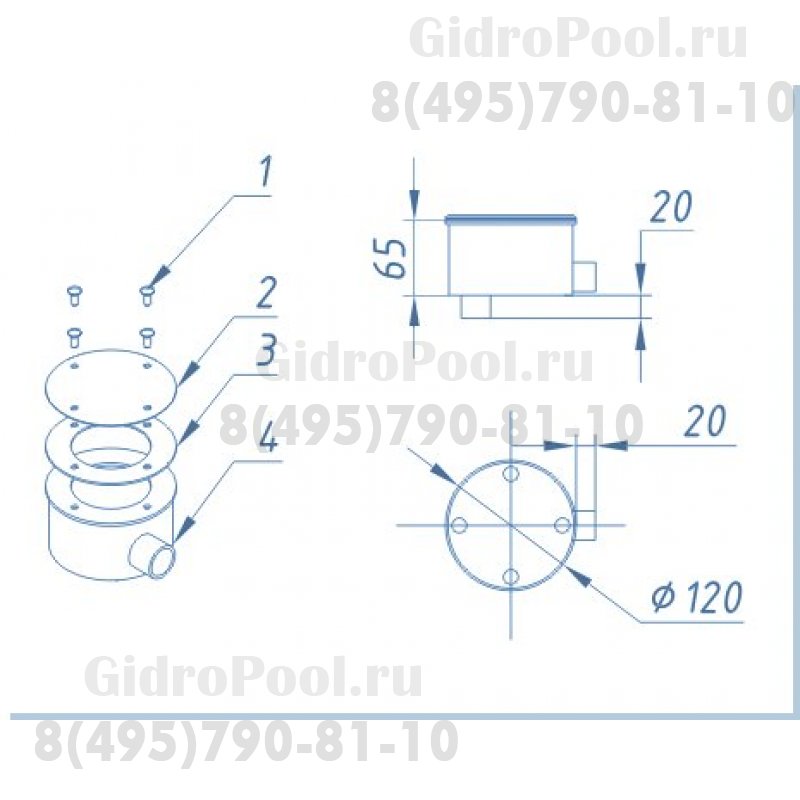 РАСПАЯЧНАЯ КОРОБКА КРУГЛАЯ (D=115мм) без обжима