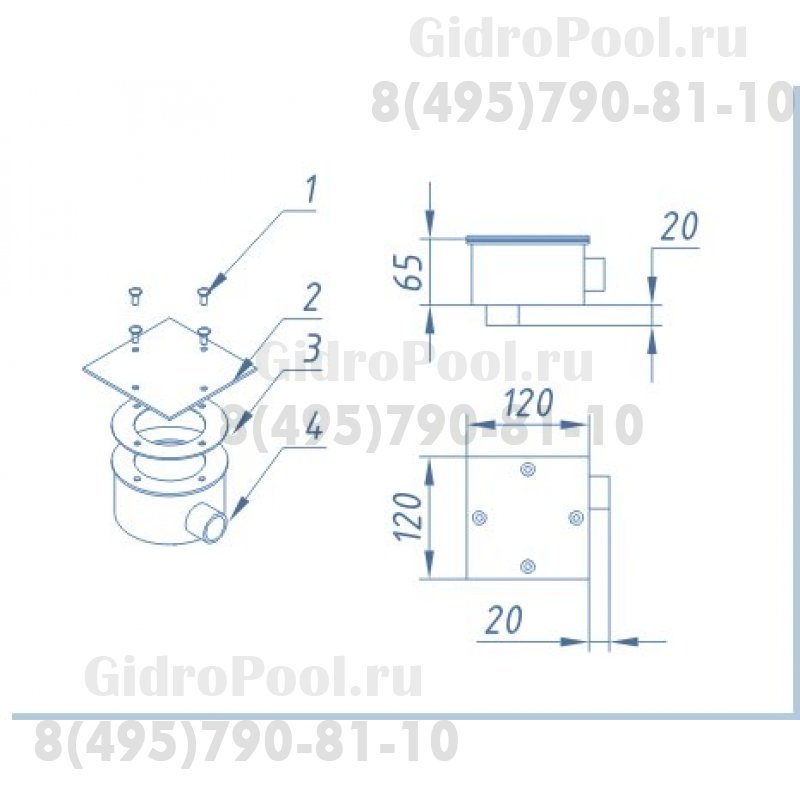 РАСПАЯЧНАЯ КОРОБКА КВАДРАТНАЯ (120х120мм) / без обжима