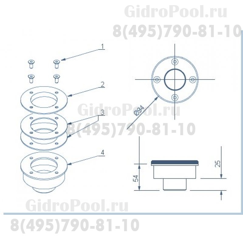 Форсунка подсоединения подводного прожектора