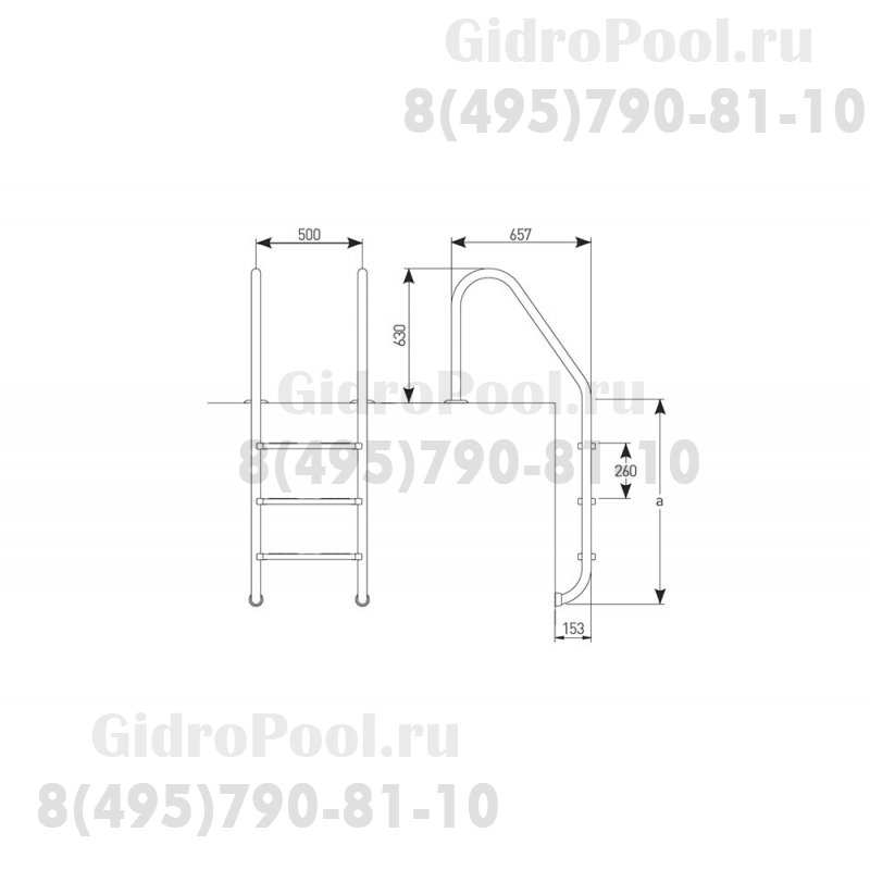 Лестница 2 ступени (ш.б.) Kripsol STANDARD/ESTANDAR (PI 2.С)