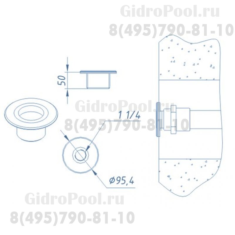 Форсунка подсоединения пневмокнопки / на плитку
