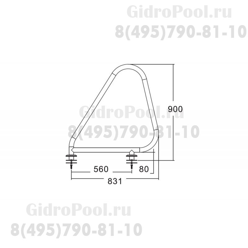 Поручни из нерж.стали AISI-304 (фланцы) (компл.2 шт.) MARKOPOOL ARA