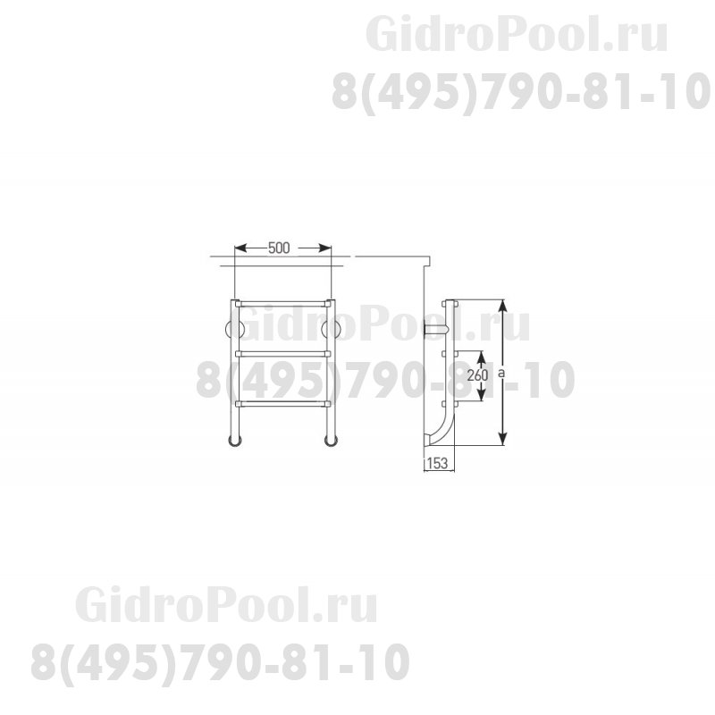Лестница 3 ступени Kripsol TWO-PART/DOS PIEZAS (DPI 3.C) без поручней