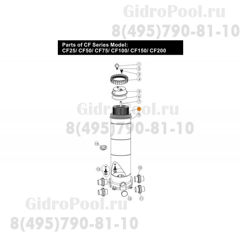 Картридж SILVER ION (d267 мм h590) фильтра ICF 150 Emaux ICF150S-CE 914100019