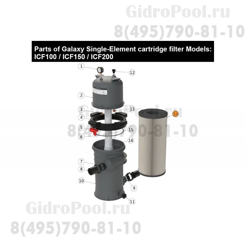 Картридж (d267 мм h717) фильтра ICF 200 Emaux ICF 200-CE 914100006