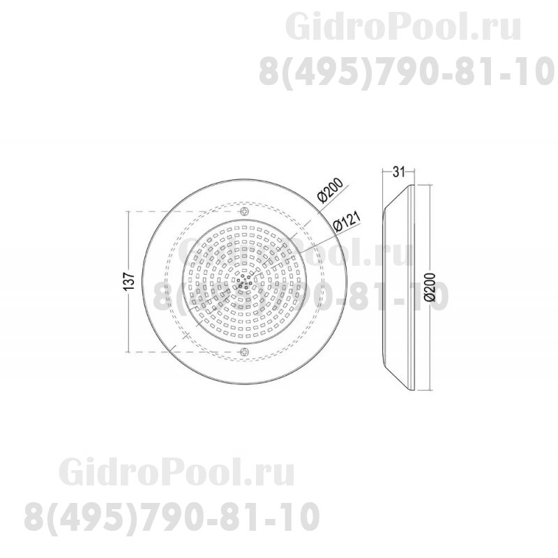 Прожектор накл.(с адаптером) из нерж.стали (18Вт/12В) LED White WAKING HJ-WM-SS200-FGV