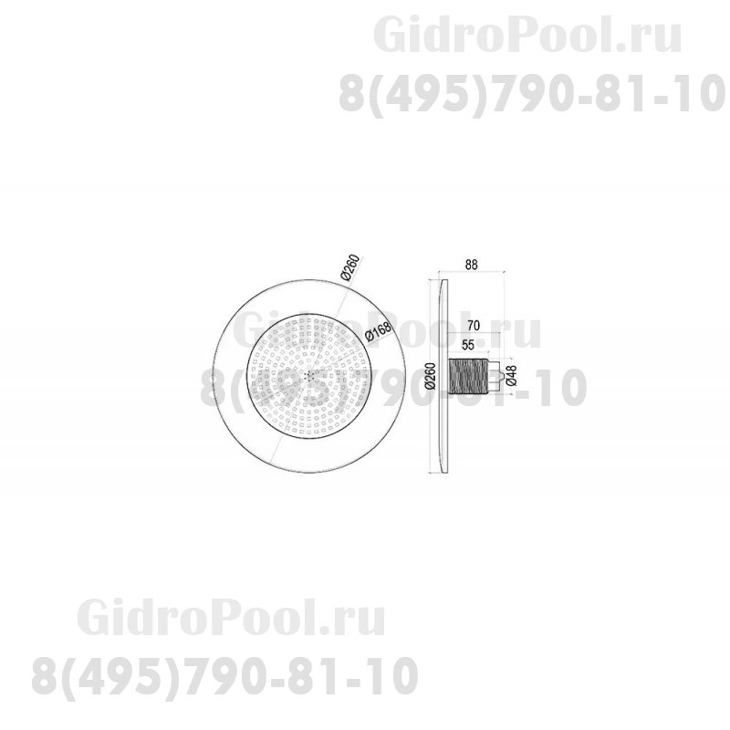 Прожектор встр.рамка нерж.ст.1 1/2 (25Вт/12В) LED RGB WAKING HJ-FG-SS260-1,5