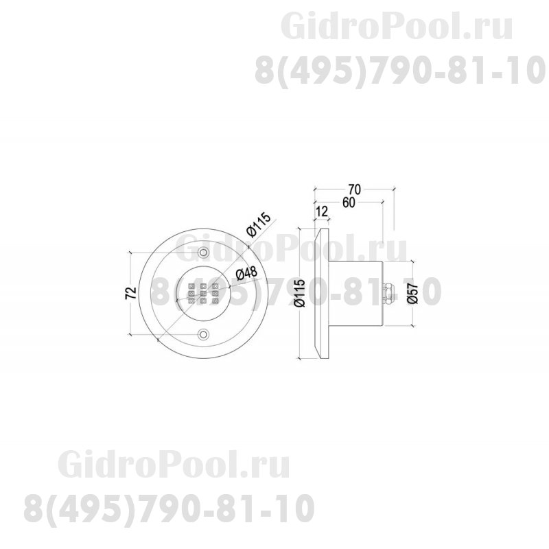 Прожектор из нерж.стали (18Вт/12В) (плитка) LED RGB WAKING HJ-RC-SS115-ABS