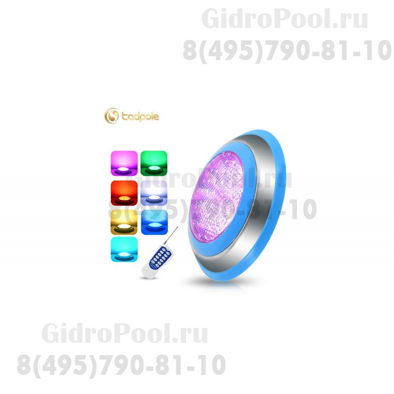 Прожектор накладной из нерж. стали рамка синяя (18Вт/12В) LED RGB с пультом Tadpole JKD-YC230-SP