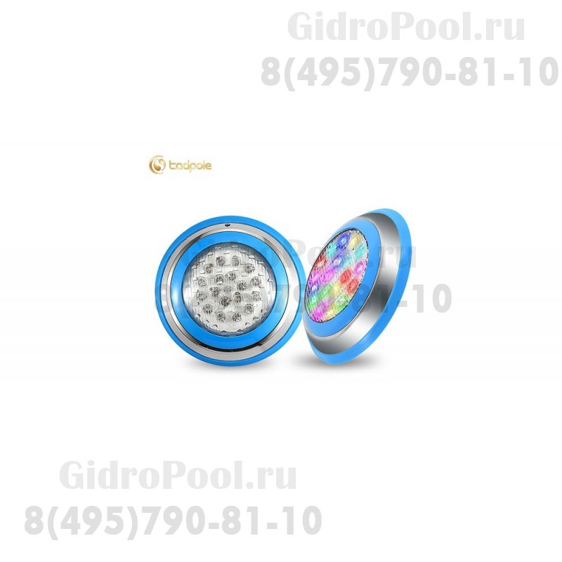 Прожектор накладной из нерж. стали рамка синяя (18Вт/12В) LED RGB с пультом Tadpole JKD-YC230-SP