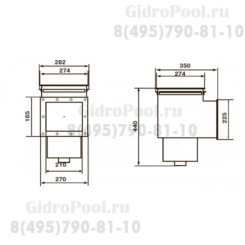 Скиммер из нерж. стали (универсал) A.S-1 БЕЗ ПЕРЕЛИВА М.S1.1