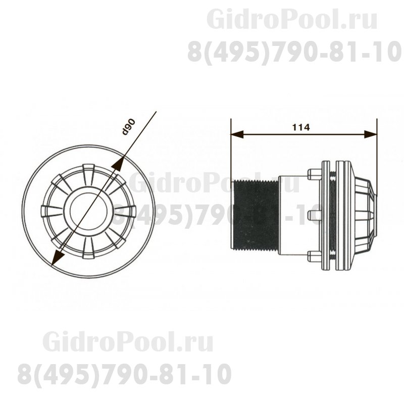 Форсунка возврата воды (универсал.) Emaux EM2828V (Opus) 88092312/91601204