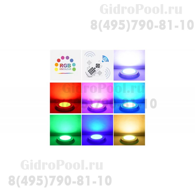 Прожектор накладной из нерж. стали рамка синяя (25Вт/12В) LED RGB с пультом Tadpole JKD-YC300-SP