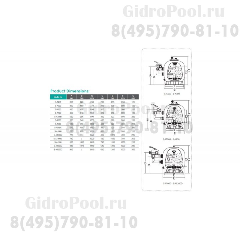 Фильтр д.650 мм (бок.подсоед.) (с 6-ти поз.вентилем 1,5