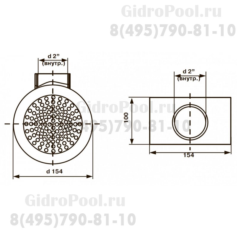 Слив донный из нерж. стали (универсал. круглый) д.154мм-2