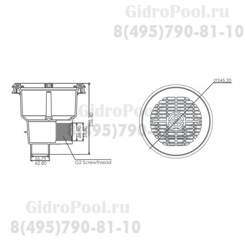 Слив донный (универсал) Emaux EM2840 88142612/91600517