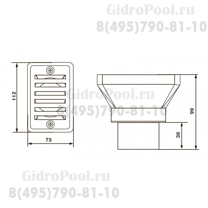 Выпуск из переливного лотка (плитка) Ф1-1/2' ' Emaux EM2819E (Opus) 88110112/91600804