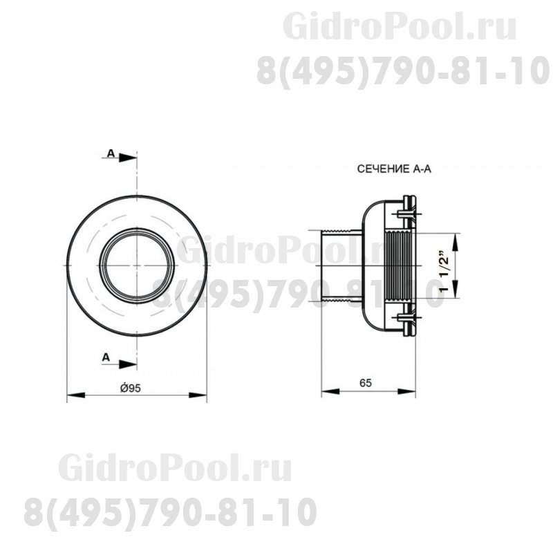 Адаптер из нерж. ст. для пневмокнопки (650-3100) (универсал.) М.А.PNEVM
