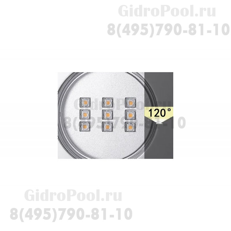 Прожектор встр.из нерж.стали 1 1/2 (18Вт/12В) LED RGB WAKING HJ-FG-SS100 -1,5