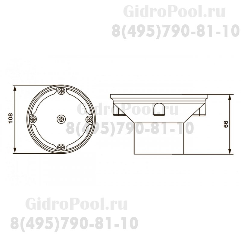 Форсунка возврата воды донная (плитка) Ф1-1/2'' Emaux EM2825E (Opus) 91600814