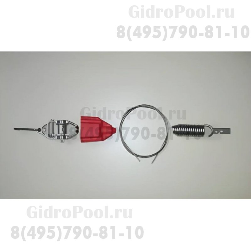Крепления и трос для дорожки (1 храповик; 1 пружина. Cтопорная пластина. Трос 4мм. (51м)