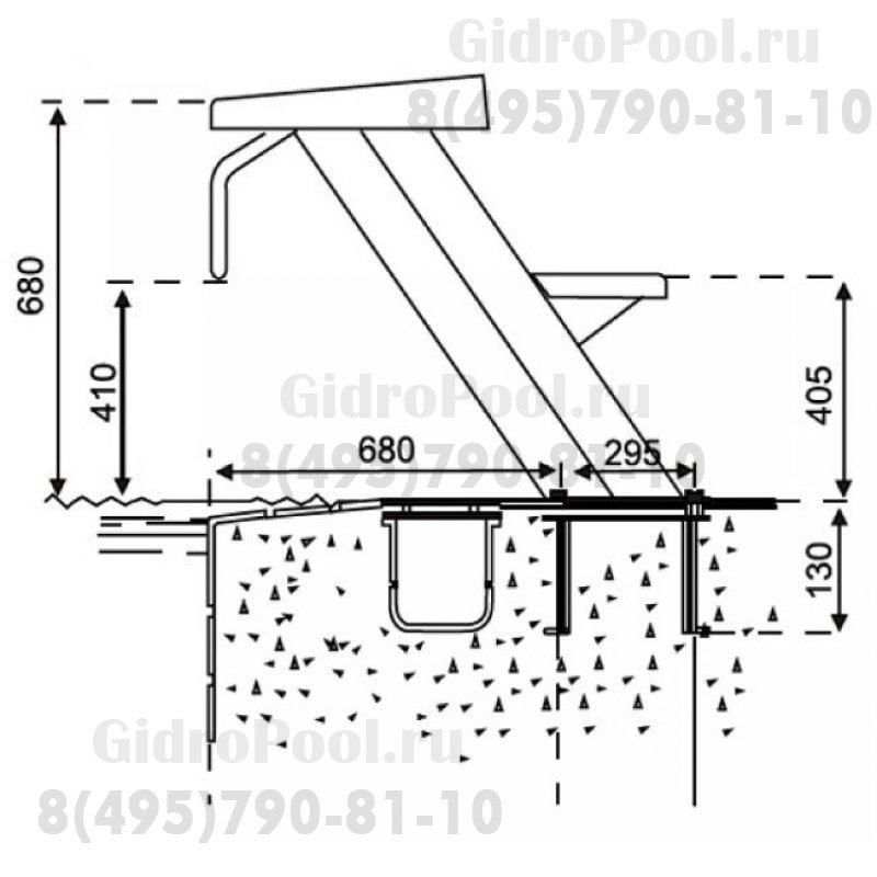 Стартовая тумба 2 ступени из нерж.стали, выс.680мм.