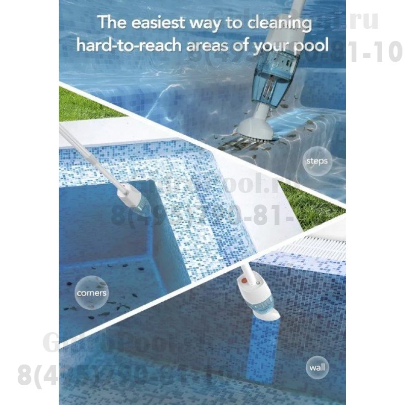 Пылесос ручной Hyson 100, мощность 15 Вт, Li-ion 5.2 Ач, пр-ть 3 м³/час, штанга 0,2-1.5 м