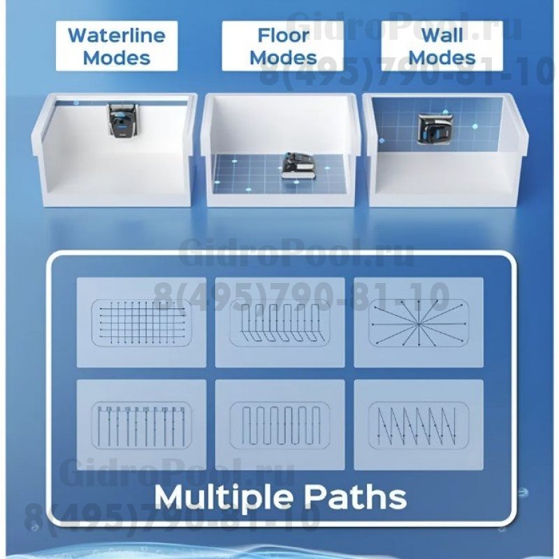 Робот-пылесос WY450, 200Вт, 220В, 15м³/час, дно/стены, блютуз, кабель 18м, до 200м²