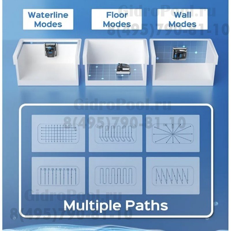 Робот-пылесос WY450, 200Вт, 220В, 15м³/час, дно/стены, блютуз, кабель 30м, до 390м²