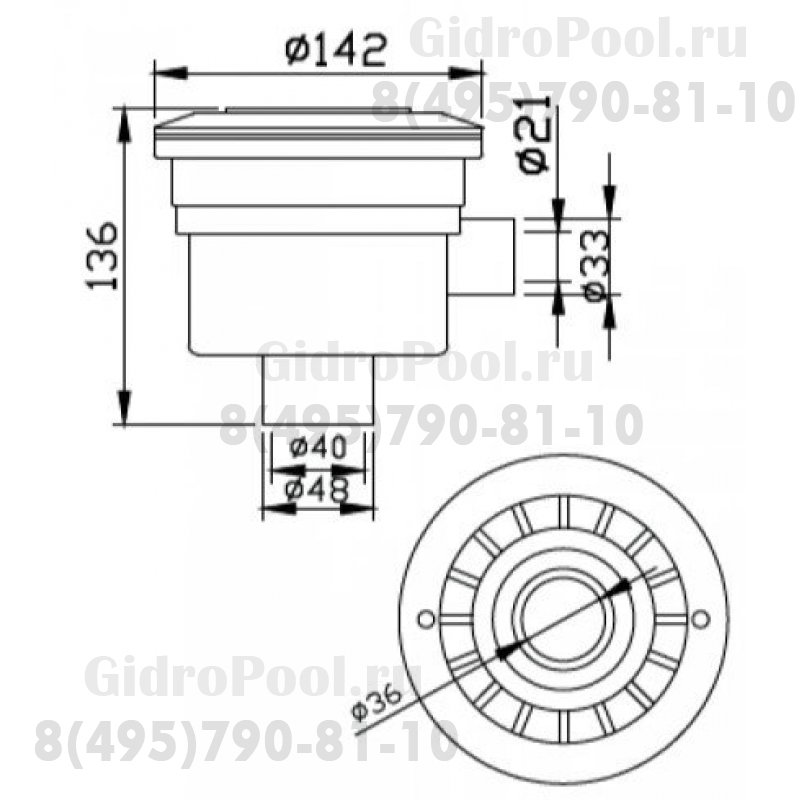 Форсунка гидромассажная TURBO-JET под бетон
