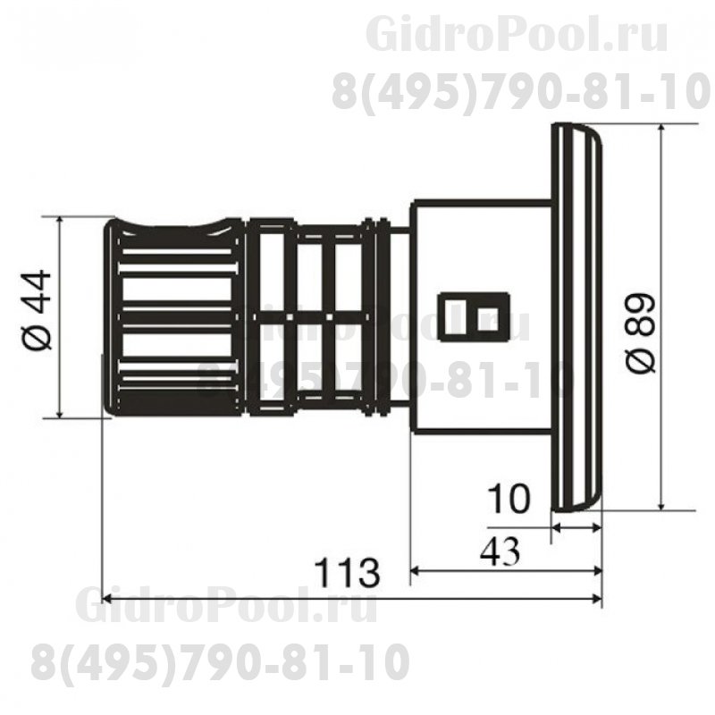 Форсунка гидромассажная вращающаяся из ABS, пластика, 10-12м³/час /0028