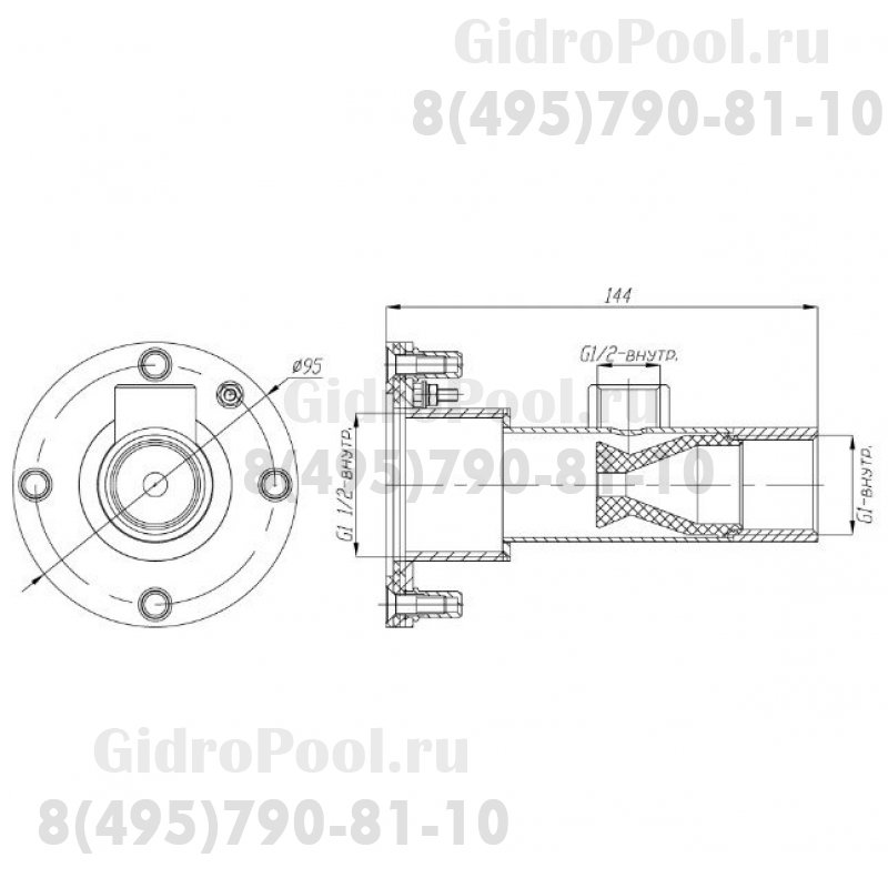 Форсунка гидромассажная, 7м3/ч, подкл. G1
