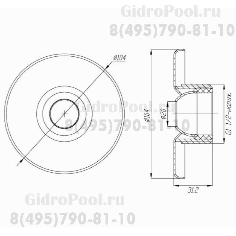 Лицевая панель к форсункам гидр-ным ФГ.07,ФГк.07, G1½