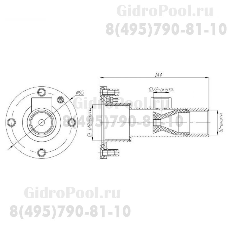 Форсунка гидромассажная, 7м3/ч, подкл. G1