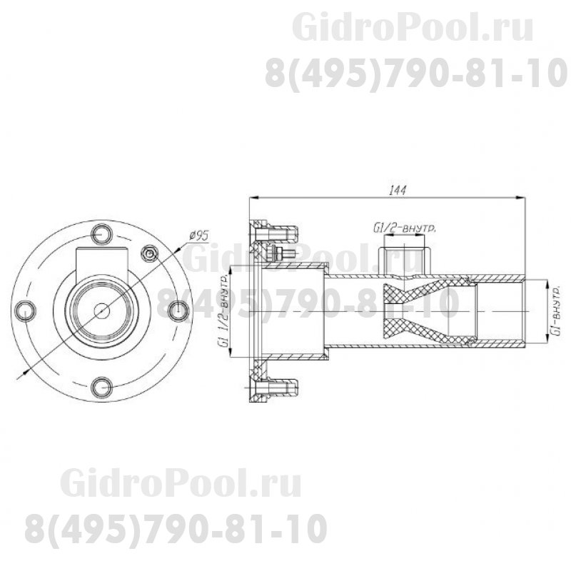 Форсунка гидромассажная, 7м3/ч, подкл.G1