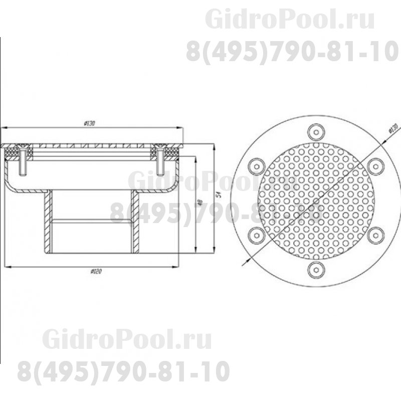 Водозабор с сетчатой крышкой д.120 (пленка) G2