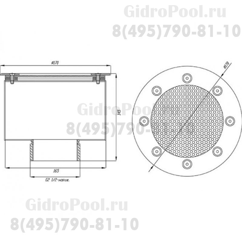 Водозабор с сетчатой крышкой д.165x100 (плитка) G2,5