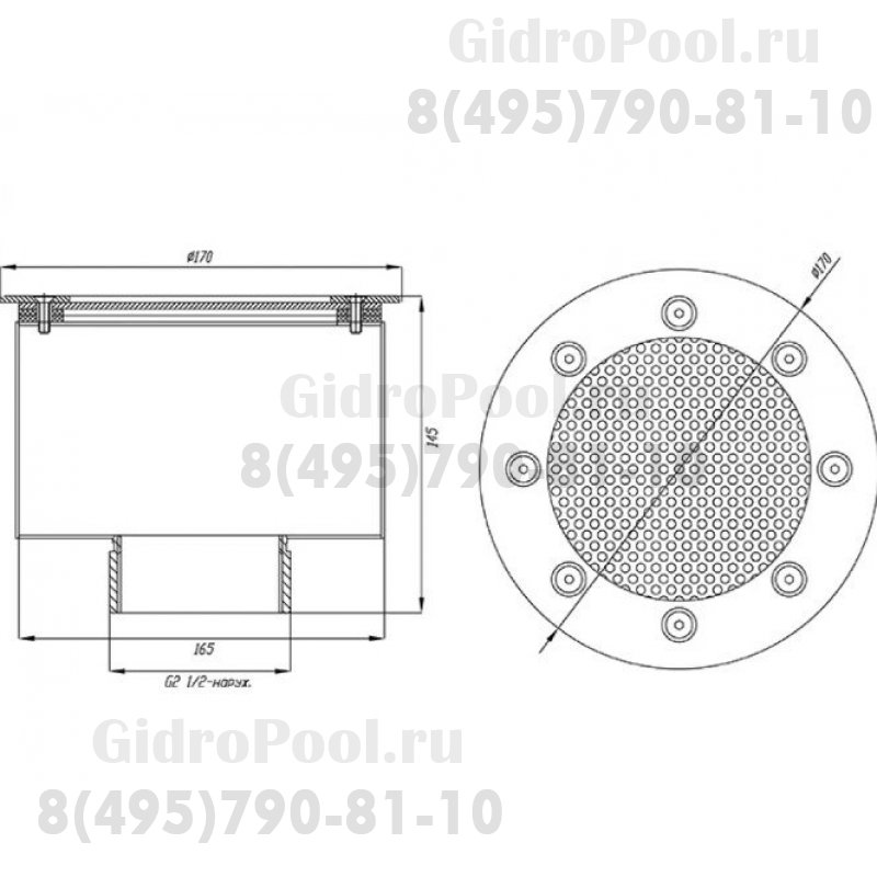 Водозабор с сетчатой крышкой д.165x100 (пленка) G2,5