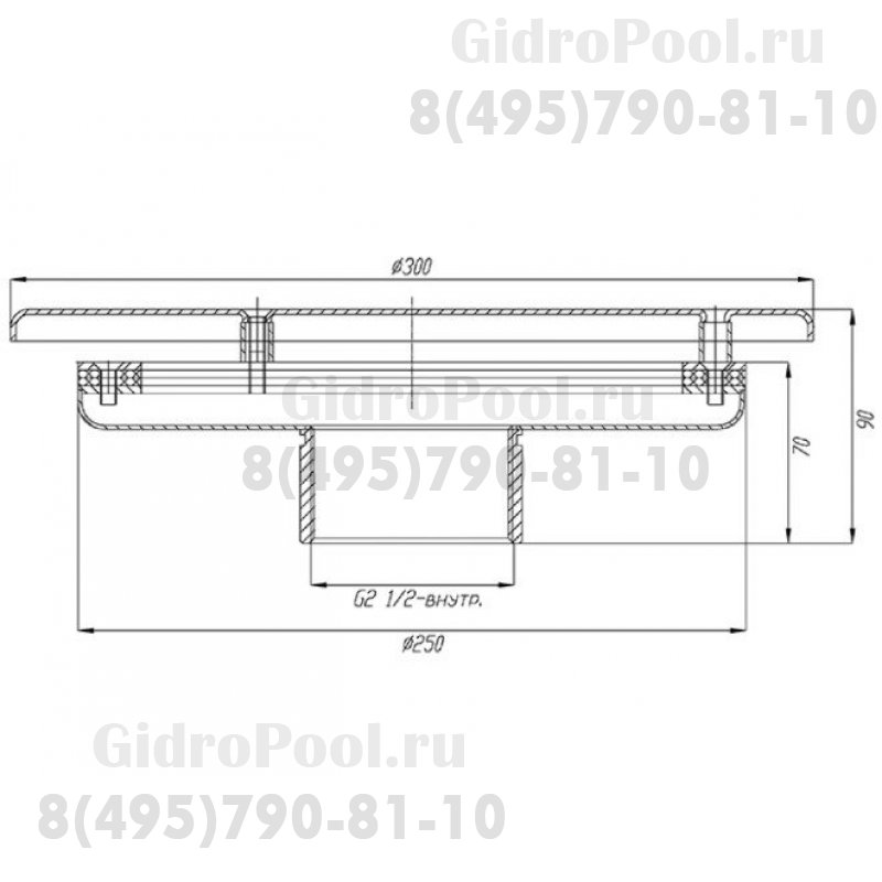 Водозабор с антивихр. крышкой Ø 250 (плёнка) G2,5