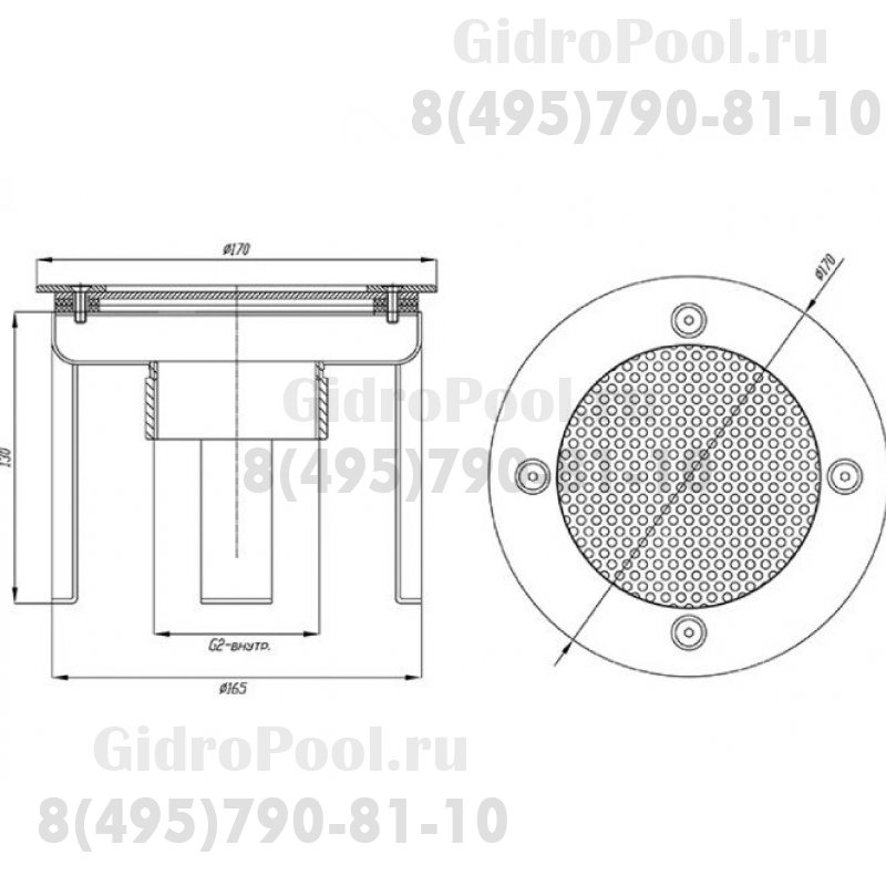 Водозабор с сетчатой крышкой д.165 (плитка) G2