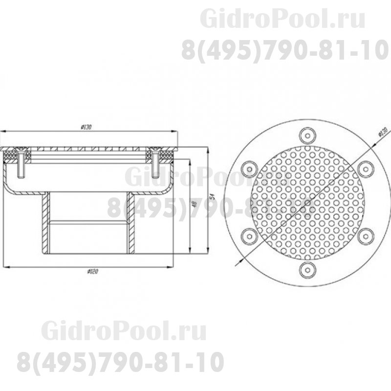 Водозабор с сетчатой крышкой Ø 120 (пленка) G2