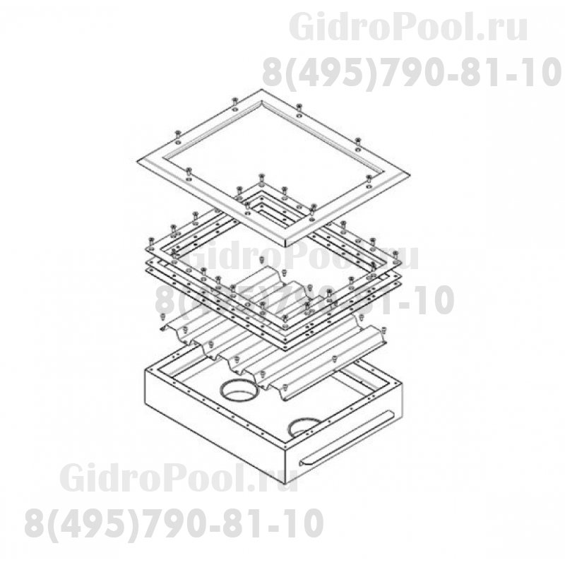 Водозабор с сетчатой крышкой 480x400х140 (пленка) 2хG3