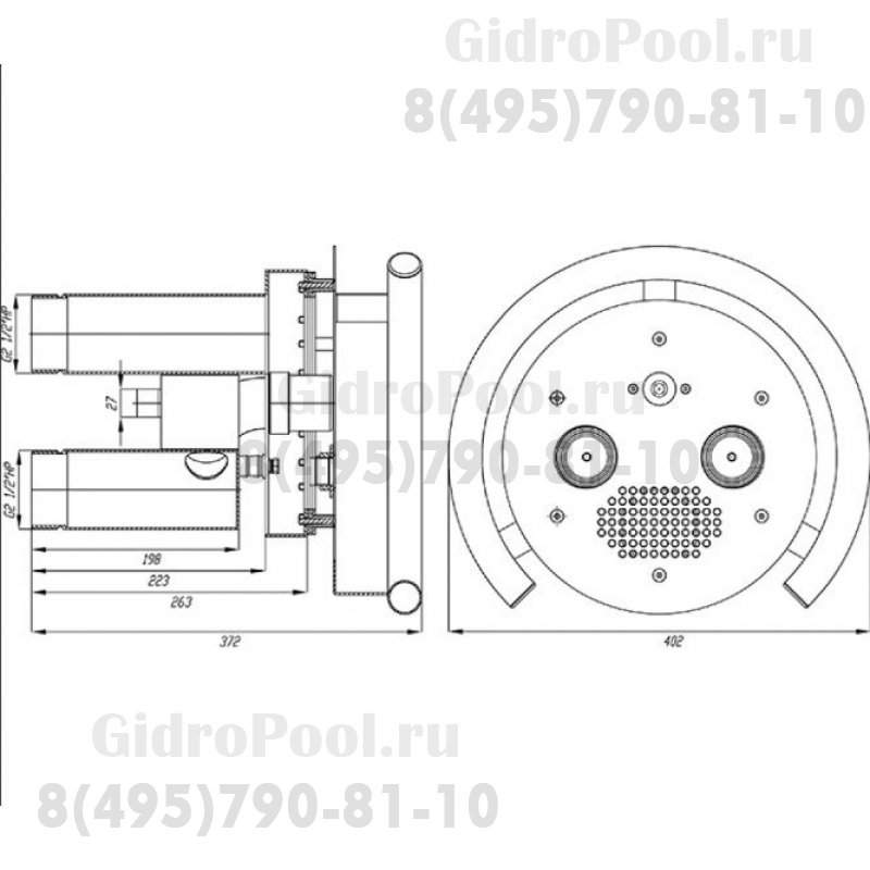 Противоток 75 м3/час(закладная деталь с лицевой панелью и сенсорной пьезокнопкой)