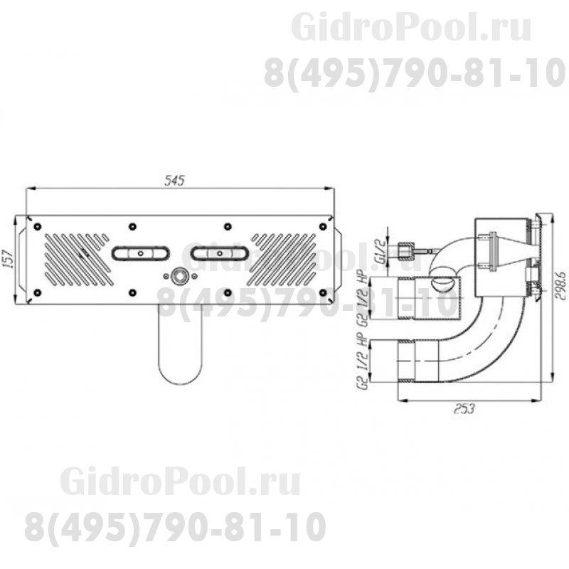 Противоток 75 м3/ч-узкое сопло (закладная с лицевой панелью и сенс. пьезокнопкой)