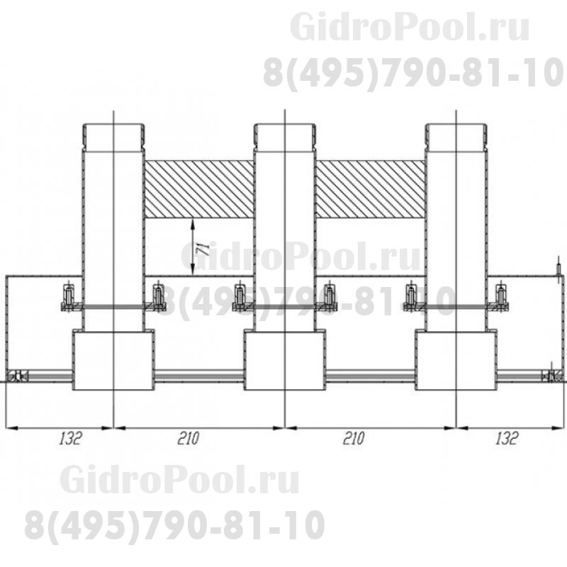 Противоток 150 м3/ч - 3 сопла (закладная деталь с лицевой панелью)