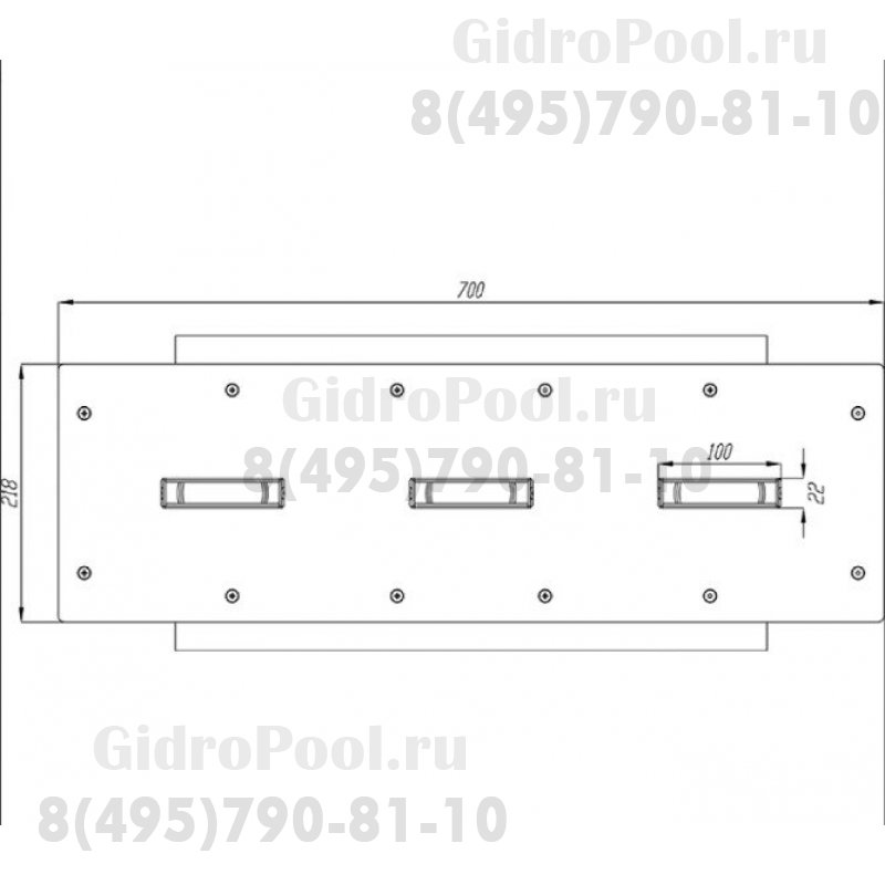 Противоток 150 м3/ч - 3 сопла (закладная деталь с лицевой панелью)