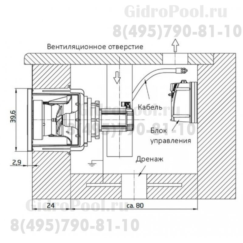 Закладная деталь противотока BADU JET Turbo Pro Design 1, универсал.