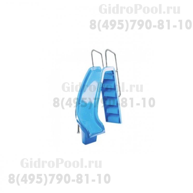 Горка Curved Slide с поворотом влево, выс 1,78м., поручни из алюм., цвет синий, Astralpool