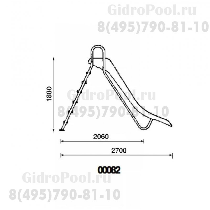 Ступени, поручни и фурнитура для горки Straight, прямая, высота 1,8 м, цвет синий
