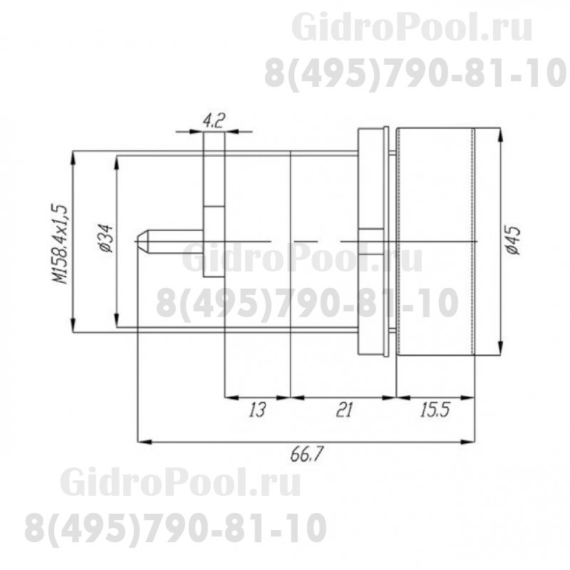 Пневмокнопка PoolStar, лиц. панель металл. сплав под нерж. сталь /ПНК.02
